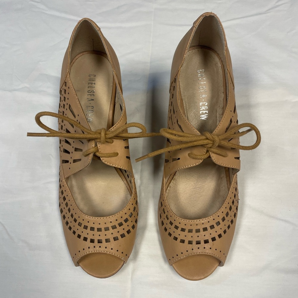 Chelsea Crew  Leather Tan Lace Up Shoes, heels